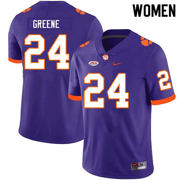 Women #24 Hamp Greene Clemson Tigers College Football Jerseys Sale-Purple